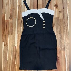 VINTAGE Newport News Black and White Strapless Dress